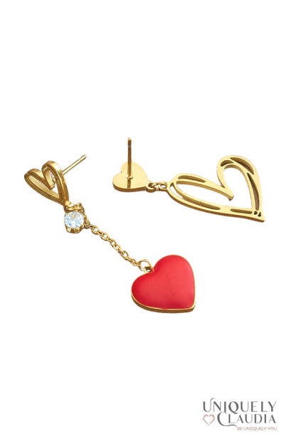 Women's Necklaces | Full of Love Asymmetrical Hearts Earrings | Uniquely Claudia Boutique