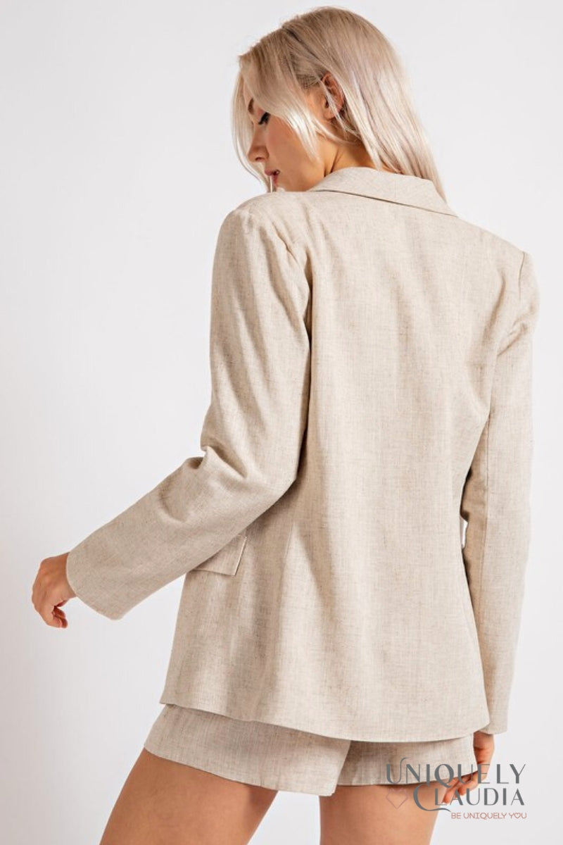 Women's Blazer | Julia Linen One Button Blazer | Uniquely Claudia Boutique