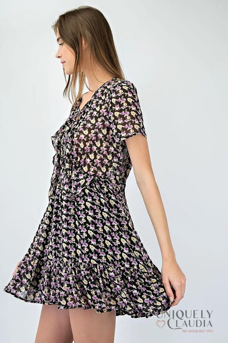 Women's Dresses | Jennie Floral Baby Doll Ruffle Mini Dress | Uniquely Claudia Boutique