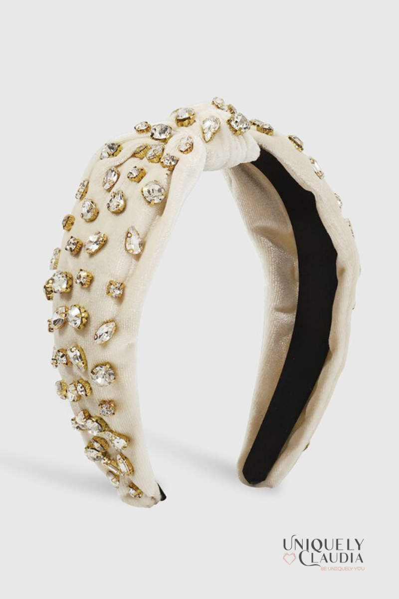 Jeweled For Life Velour Crystal Top Knot Headband
