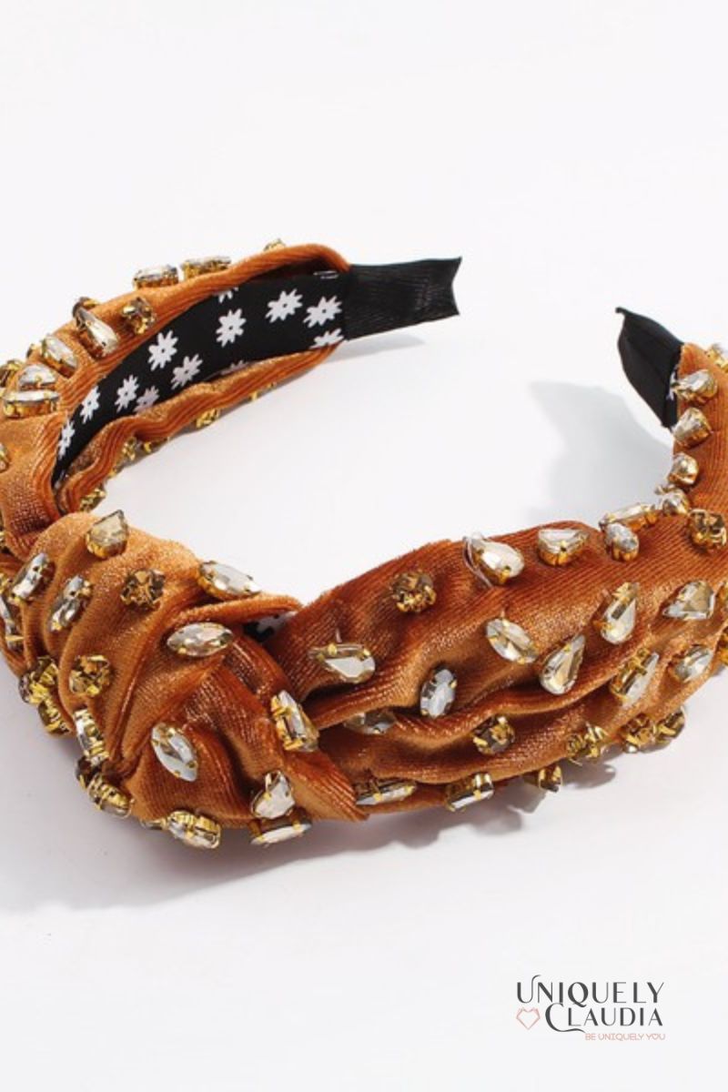 Jeweled For Life Velour Crystal Top Knot Headband