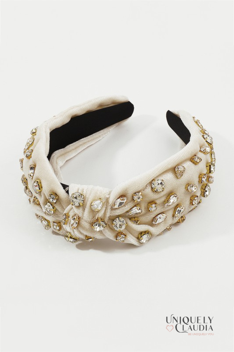 Jeweled For Life Velour Crystal Top Knot Headband