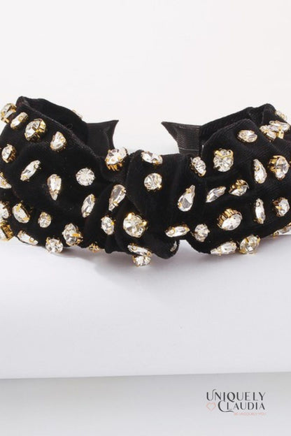 Jeweled For Life Velour Crystal Top Knot Headband
