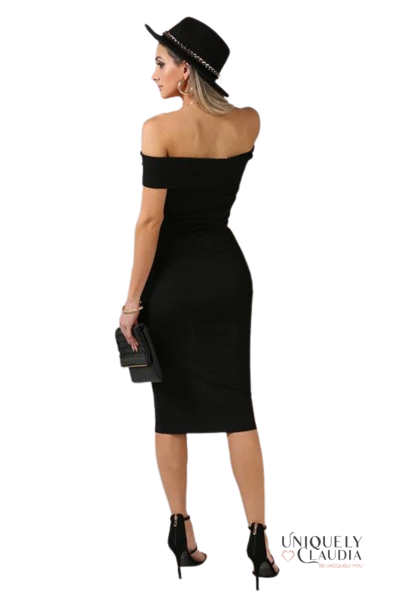 Johanna Off Shoulder Midi Dress | Uniquely Claudia