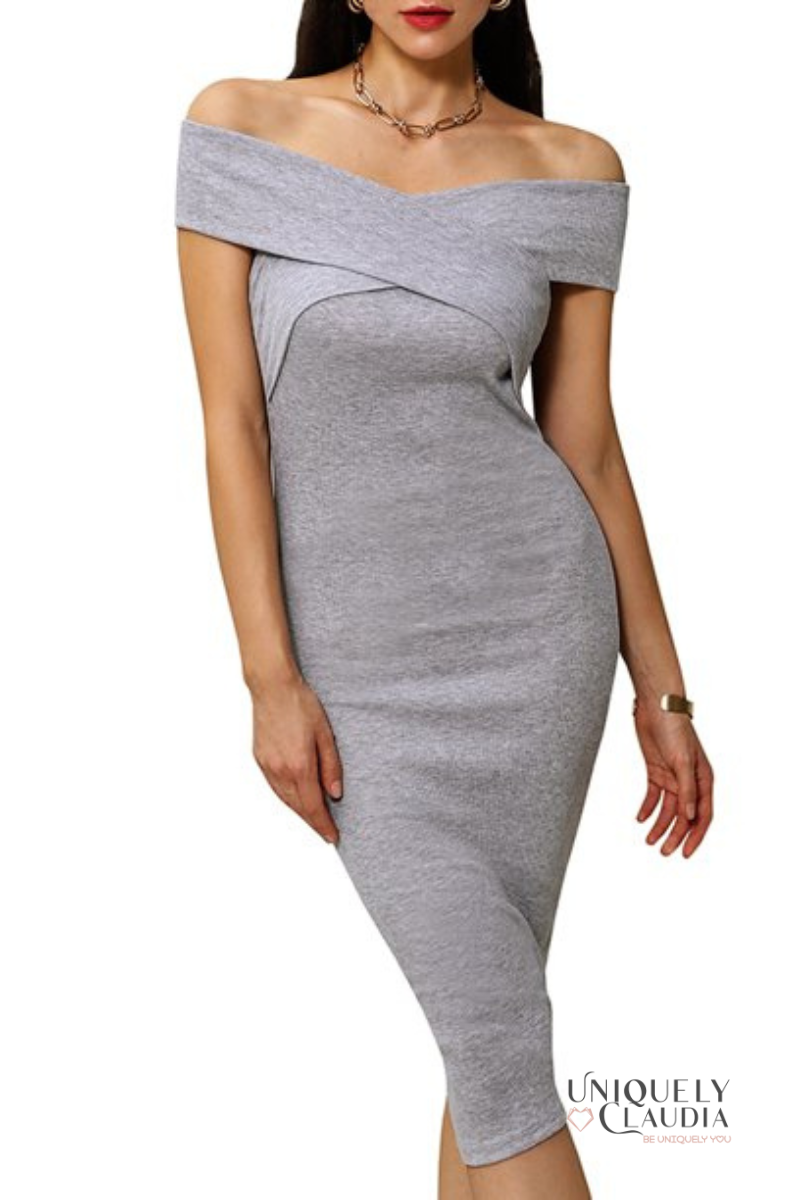 Johanna Off Shoulder Midi Dress | Uniquely Claudia