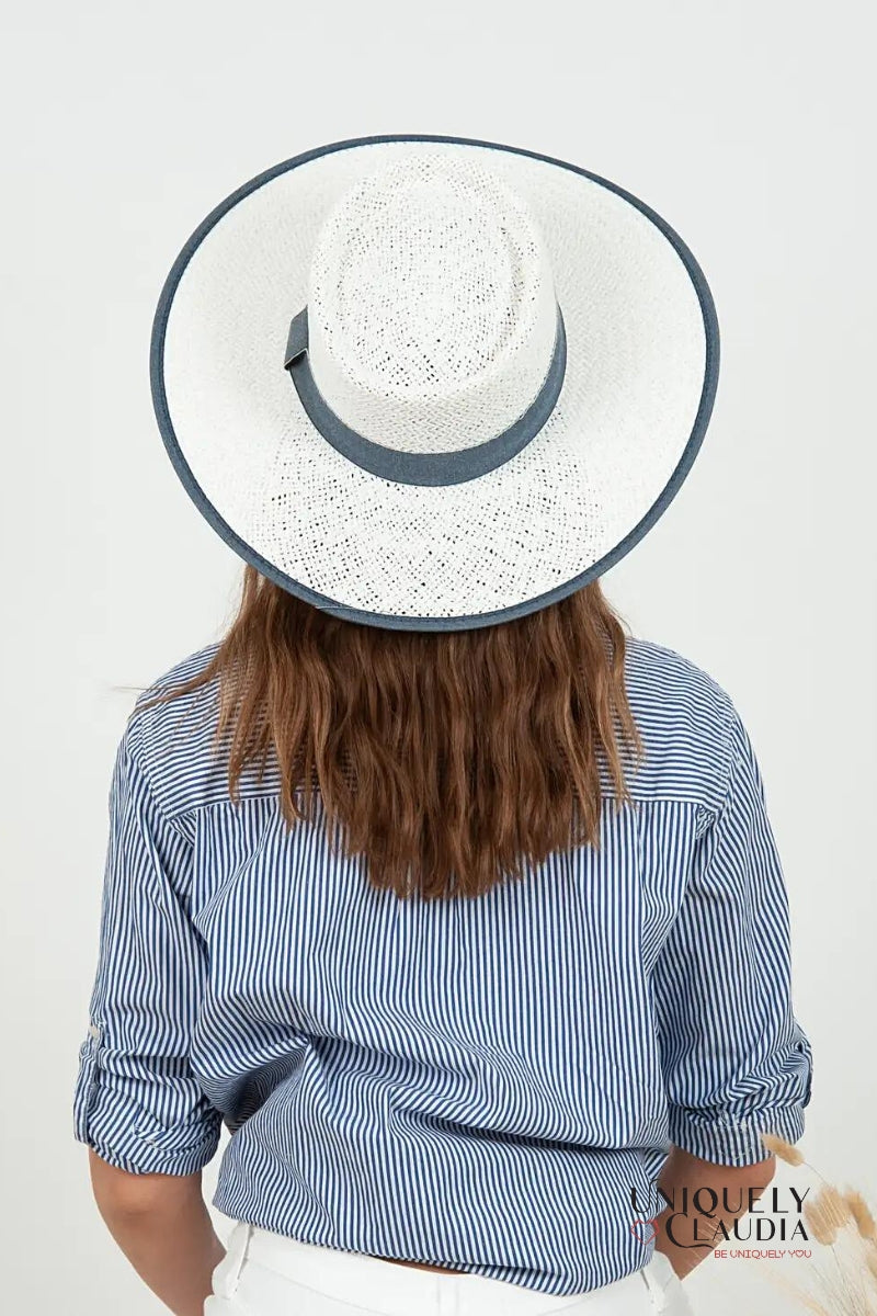 Women's Summer Hats | Laguna Beach White Summer Boater Hat | Uniquely Claudia Boutique