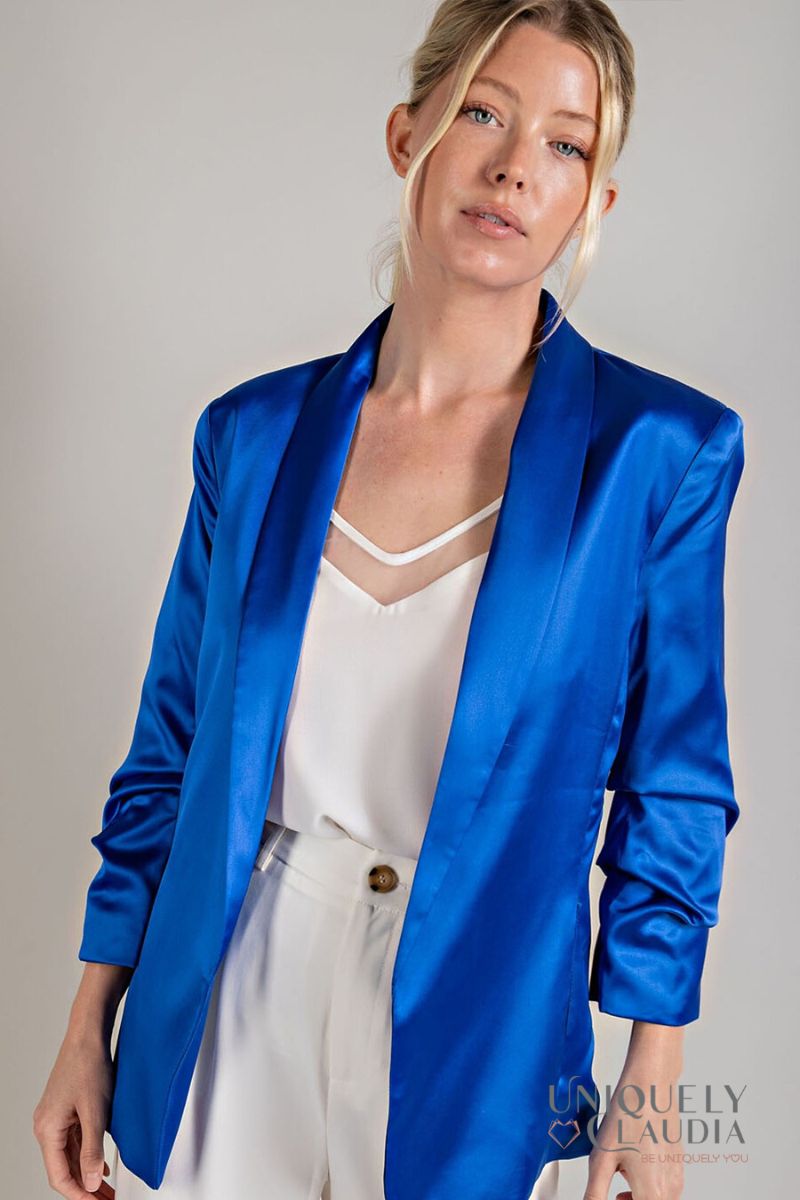 Women's Jackets | Katia Satin Shawl Blazer | Uniquely Claudia Boutique
