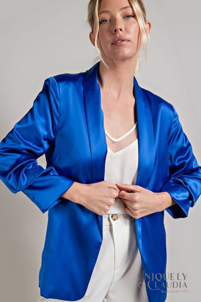 Women's Jackets | Katia Satin Shawl Blazer | Uniquely Claudia Boutique