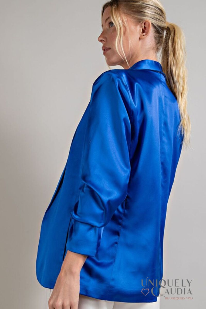 Women's Jackets | Katia Satin Shawl Blazer | Uniquely Claudia Boutique