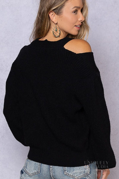 Lola Front & Top Cutout Knit Sweater | Uniquely Claudia Boutique