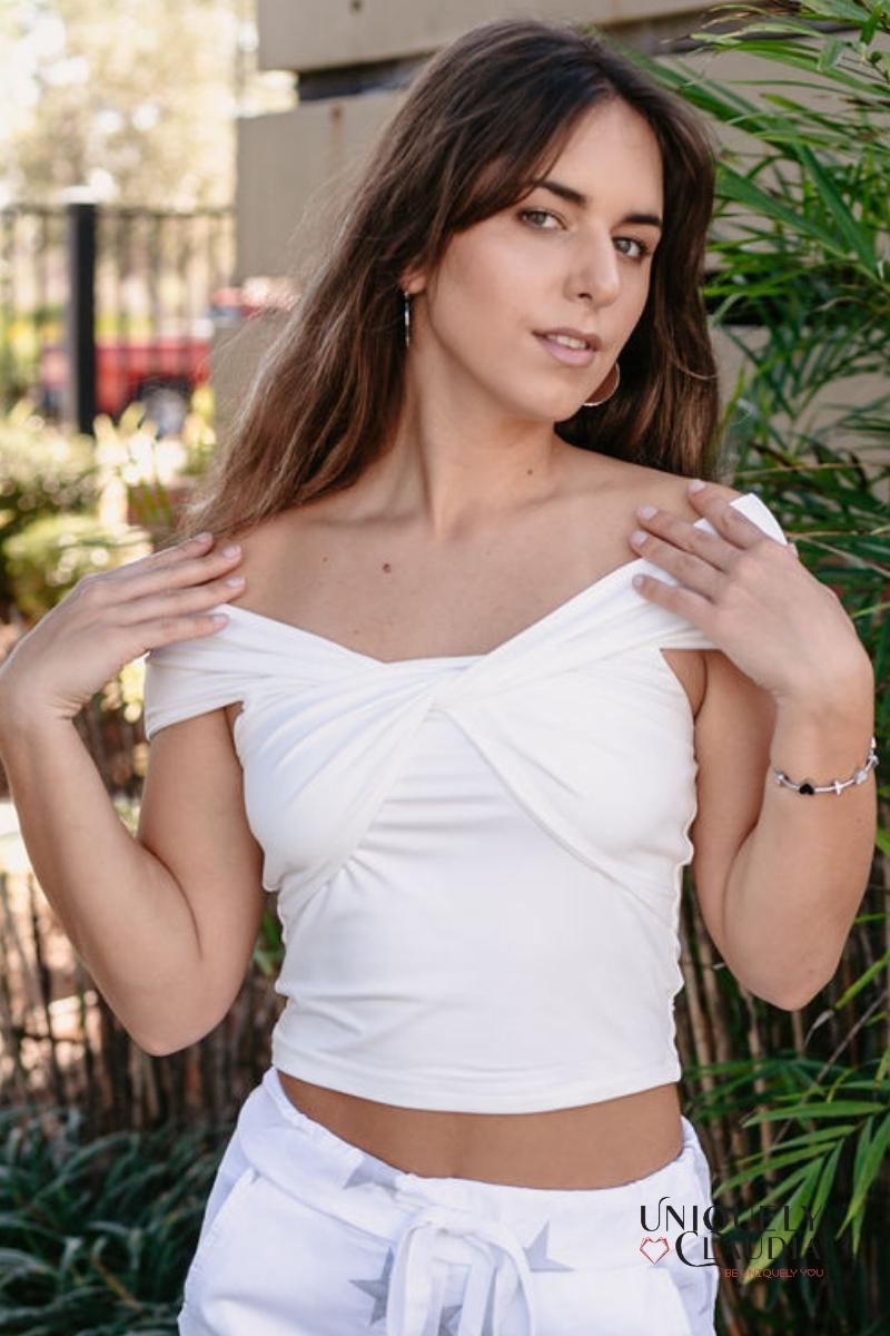Women's Tops | Marylin Off-Shoulder White Top | Uniquely Claudia Boutique