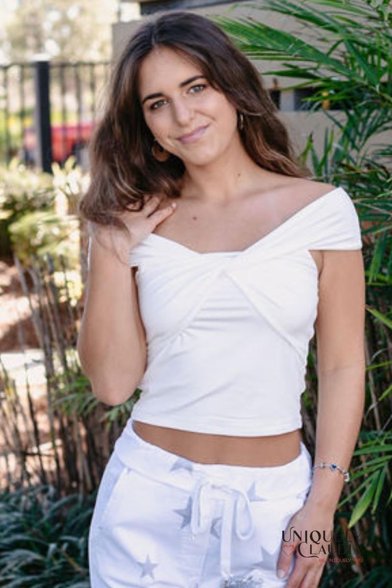 Women's Tops | Marylin Off-Shoulder White Top | Uniquely Claudia Boutique