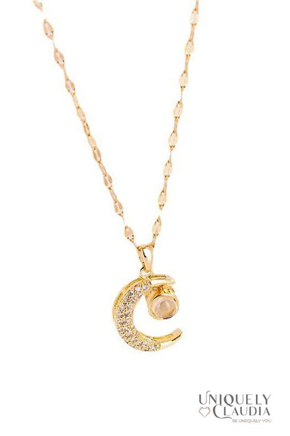 Women's Necklaces | Love Moon Stainless Steel Necklace | Uniquely Claudia Boutique
