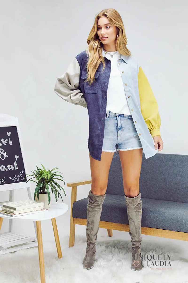 Women's Tops | Patrice Color Block Button Down Shirt | Uniquely Claudia Boutique