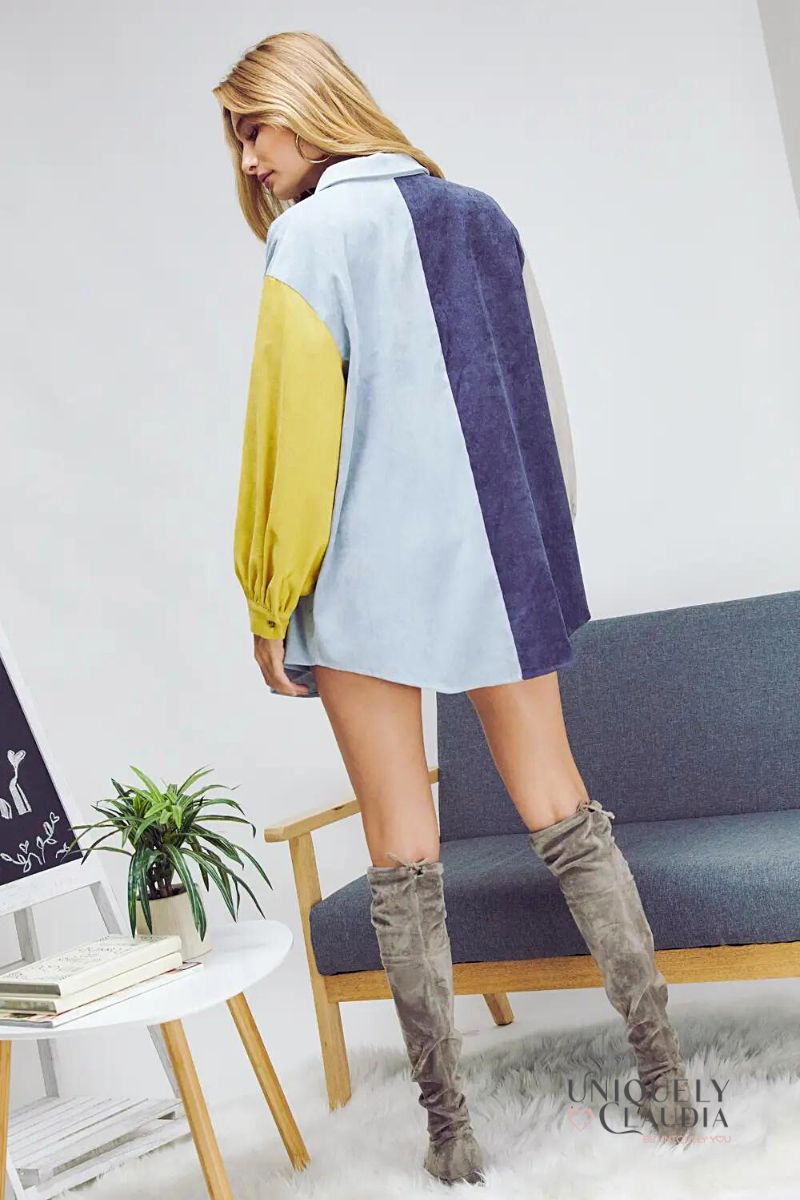 Women's Tops | Patrice Color Block Button Down Shirt | Uniquely Claudia Boutique