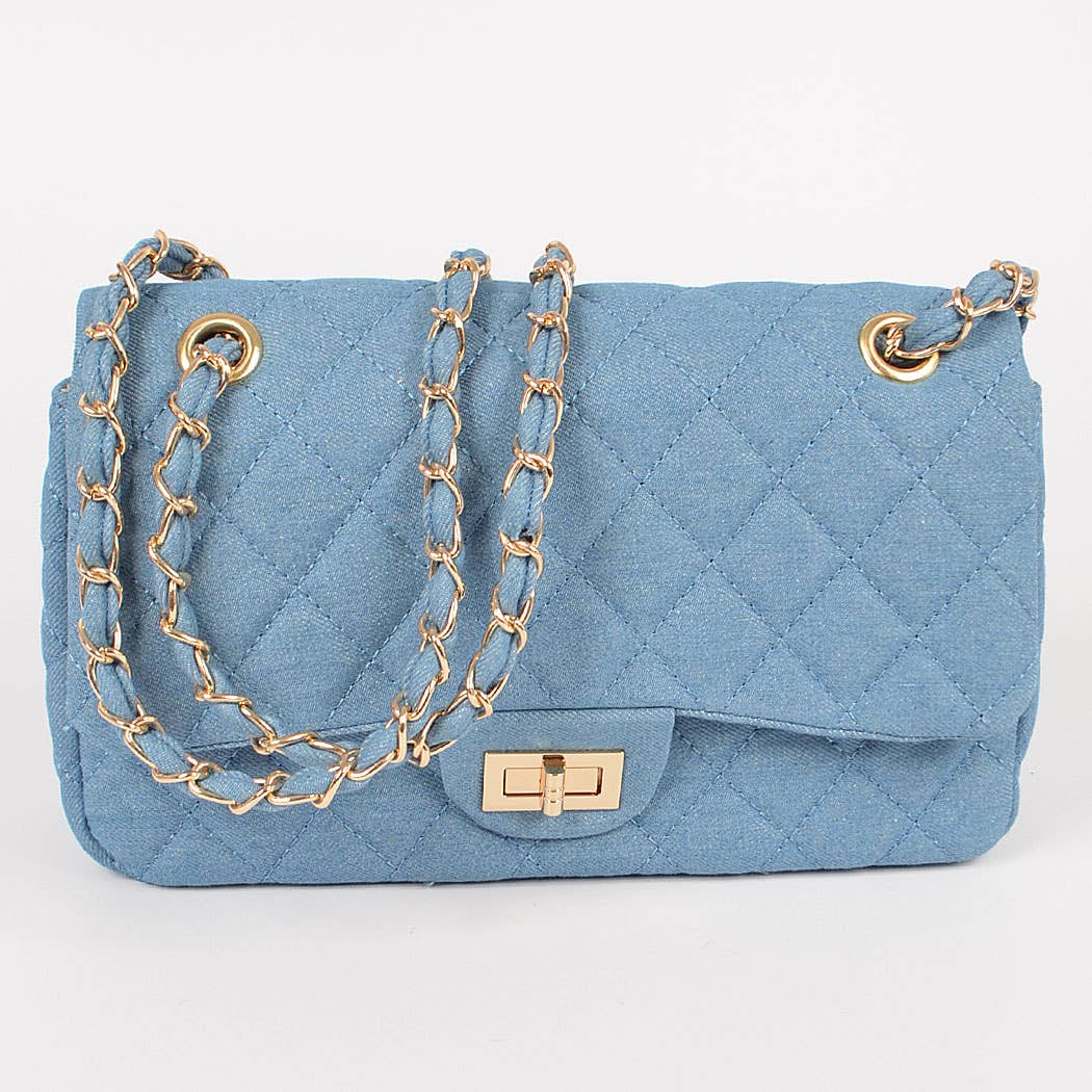 Rina Denim Quilted Clutch | Uniquely Claudia Boutique 
