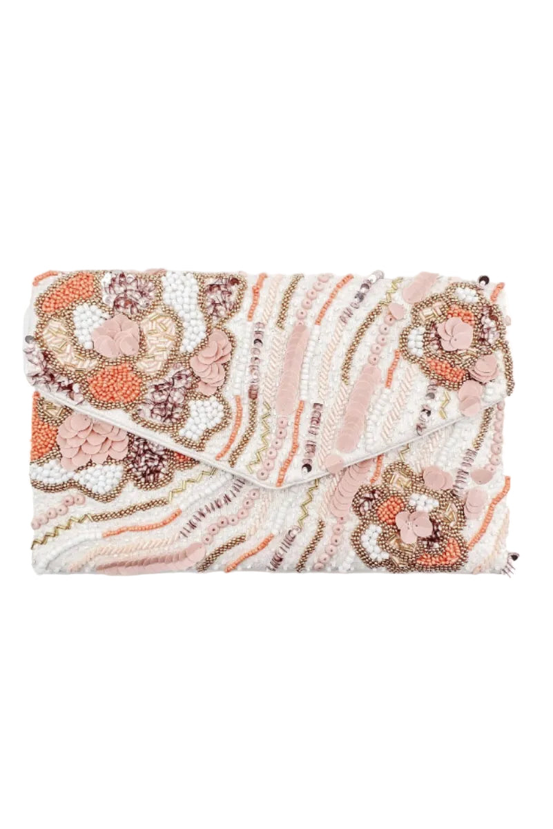 Shades of Peach Beaded Clutch | Uniquely Claudia Boutique 