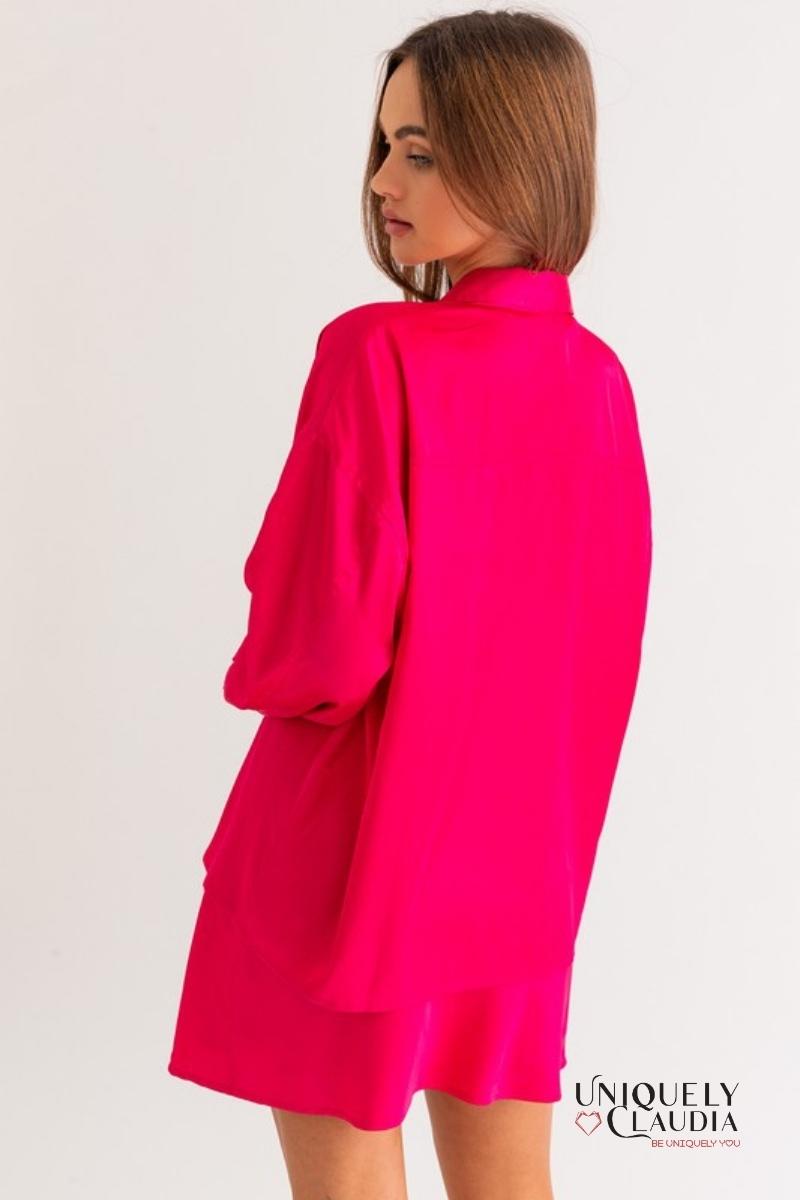 Woman's Tops | Shannon Long-Sleeves Satin Shirt | Uniquely Claudia Boutique