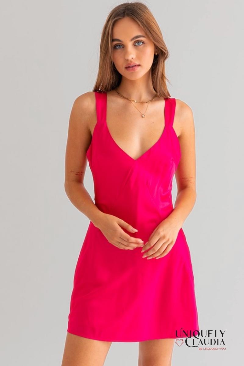 Woman's Dresses | Shannon Sleeveless Satin Dress | Uniquely Claudia Boutique