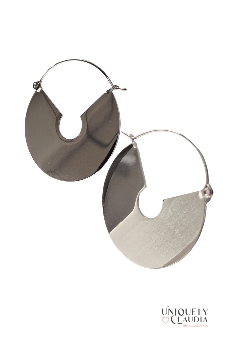 Ava Stainless Steel Disk Hoop Earrings | Uniquely Claudia