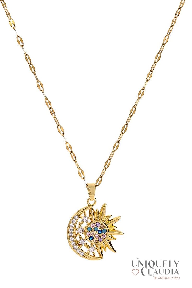 Women's Necklaces | Sun, Moon & Stars Stainless Steel Necklace | Uniquely Claudia Boutique