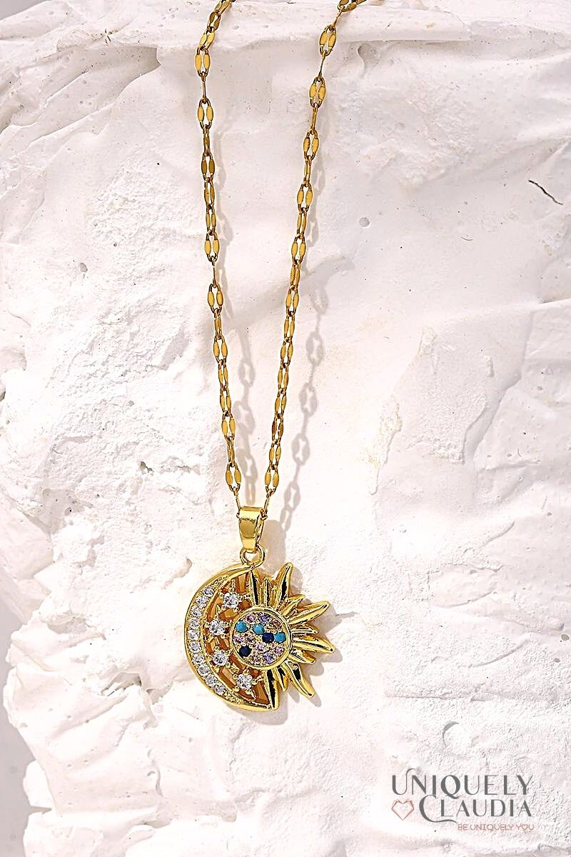 Women's Necklaces | Sun, Moon & Stars Stainless Steel Necklace | Uniquely Claudia Boutique