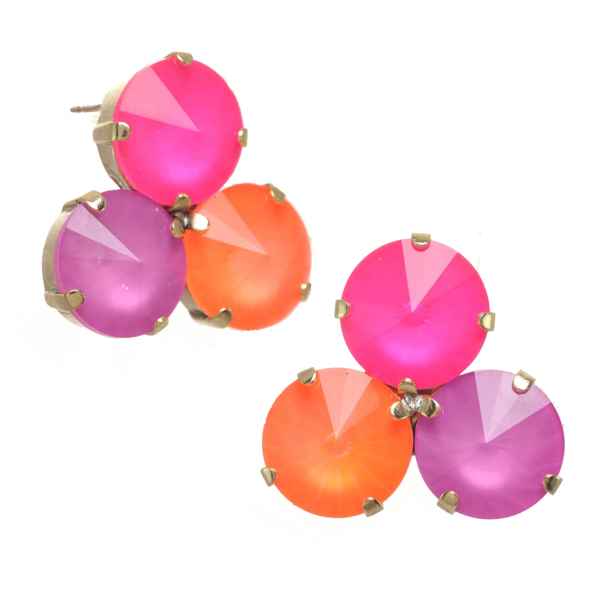 TOVA Reya Neon Three Stone Earrings