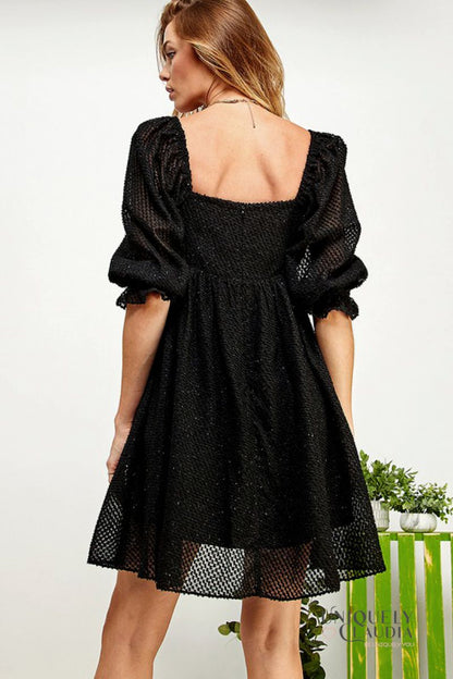 Taylor Babydoll Shimmer Texture Dress | Uniquely Claudia Boutique