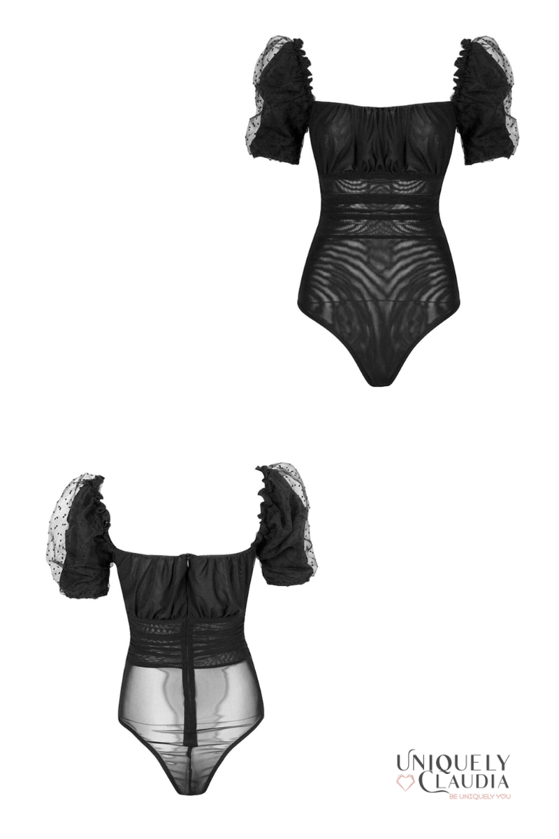 Tiara Swiss Dot Organza Sleeve Bodysuit | Uniquely Claudia