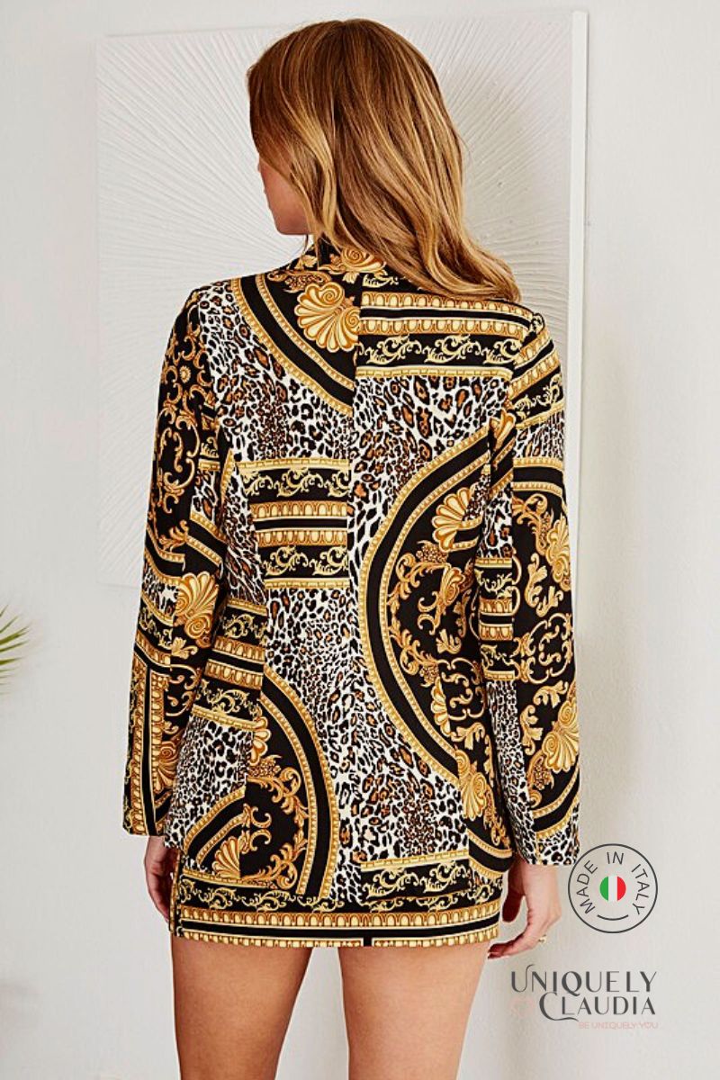 Vittoria Baroque Leopard Print Blazer and Skirt Set | Uniquely Claudia Boutique