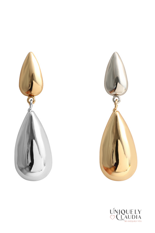 Water Drops Two-Tone  Earrings | Uniquely Claudia
