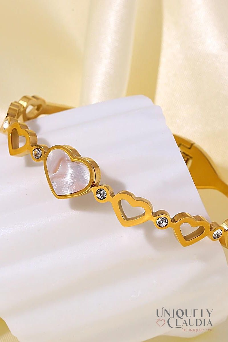 Women's Bracelets | Marble Heart Stainless Steel Cuff | Uniquely Claudia Boutique