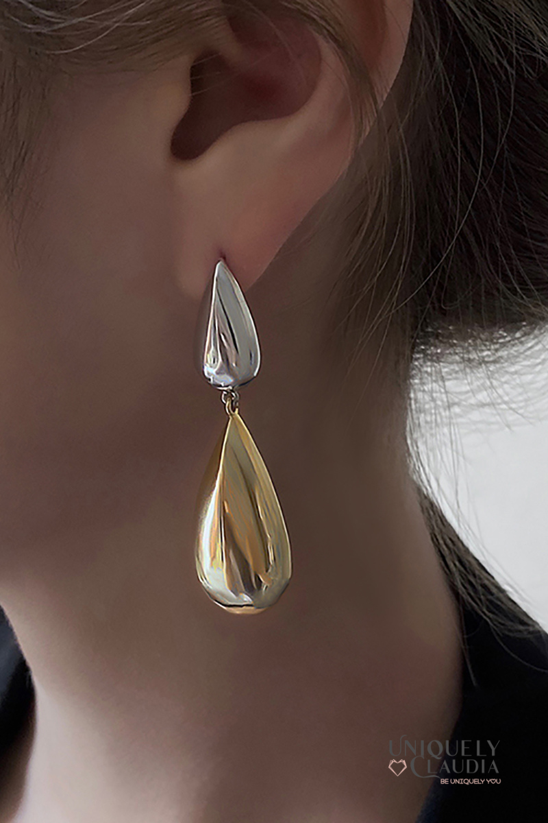 Water Drops Two-Tone  Earrings | Uniquely Claudia