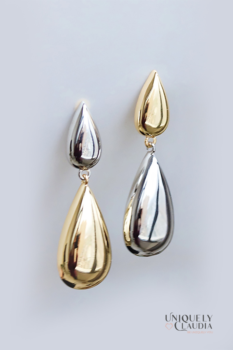 Water Drops Two-Tone  Earrings | Uniquely Claudia