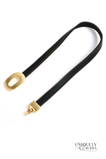 Glam Oval Goldtone Vegan Strap Choker  | Uniquely Claudia
