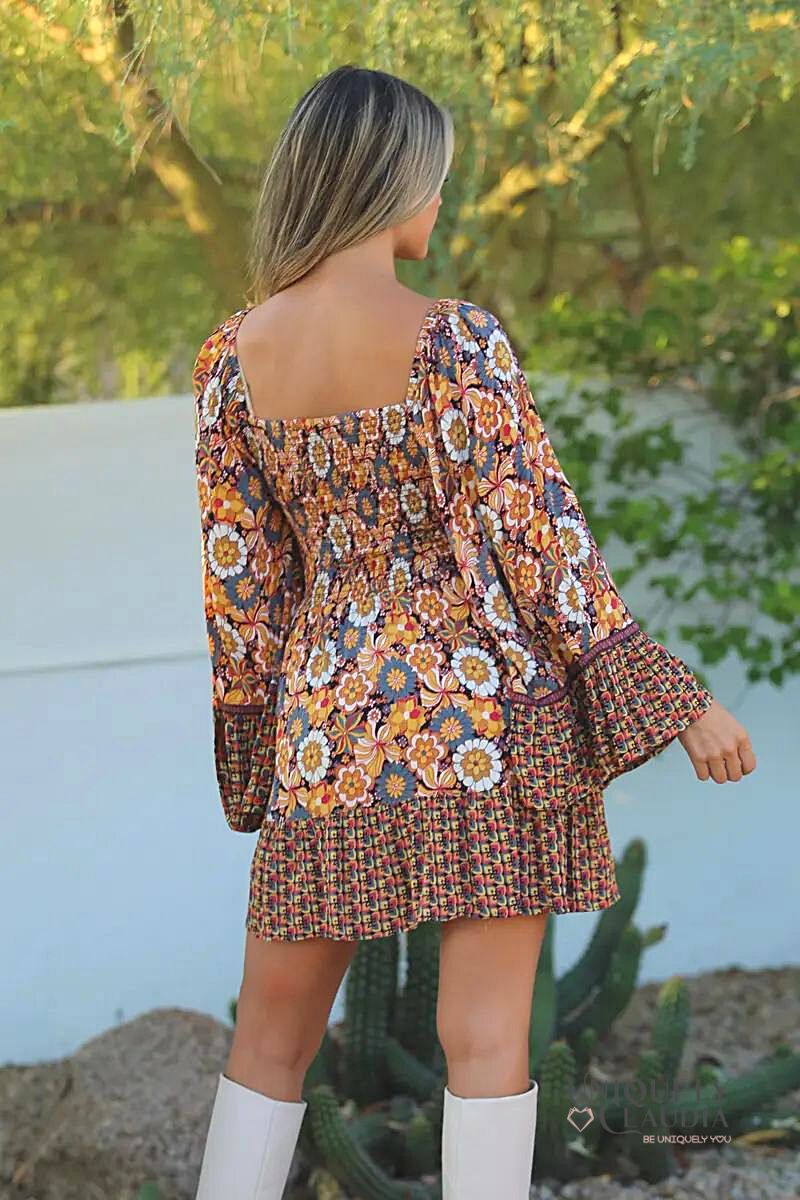 Ember Bell Sleeve Mini Smock Dress | Uniquely Claudia Boutique