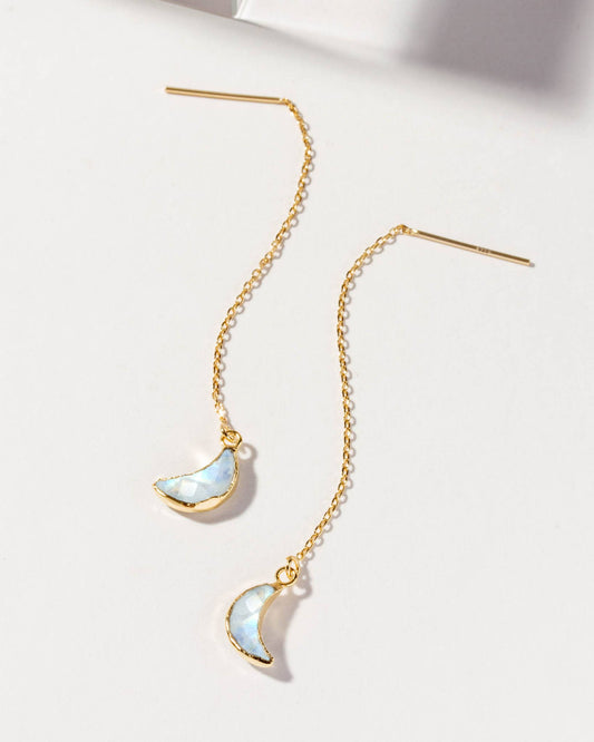 Eclipse Moonstone Threader Earrings |Uniquely Claudia Boutique 