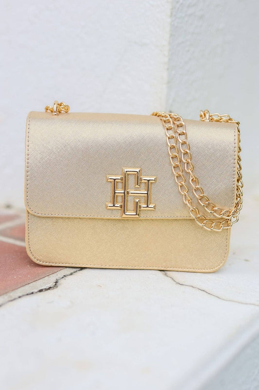 Rory Crossbody Gold Saffiano | Uniquely Claudia Boutique 