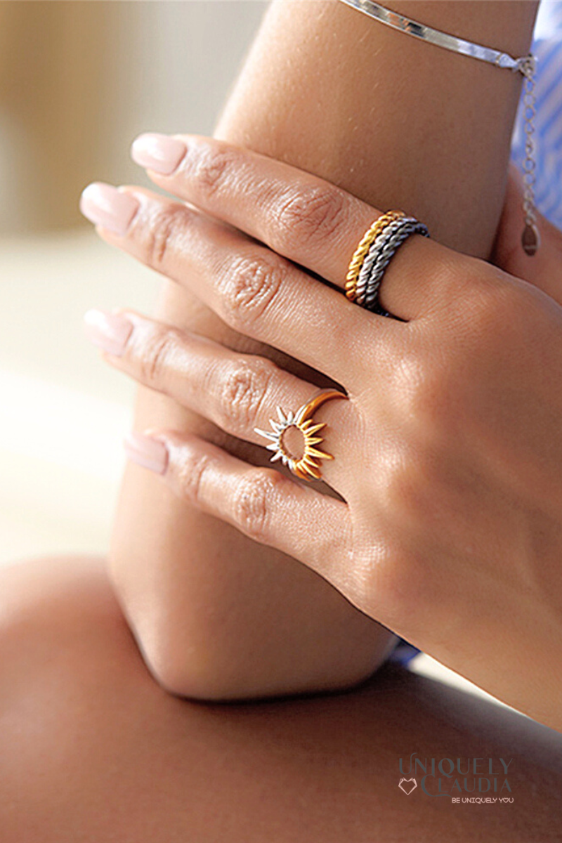 Sunburst Two-Tone Ring | Uniquely Claudia