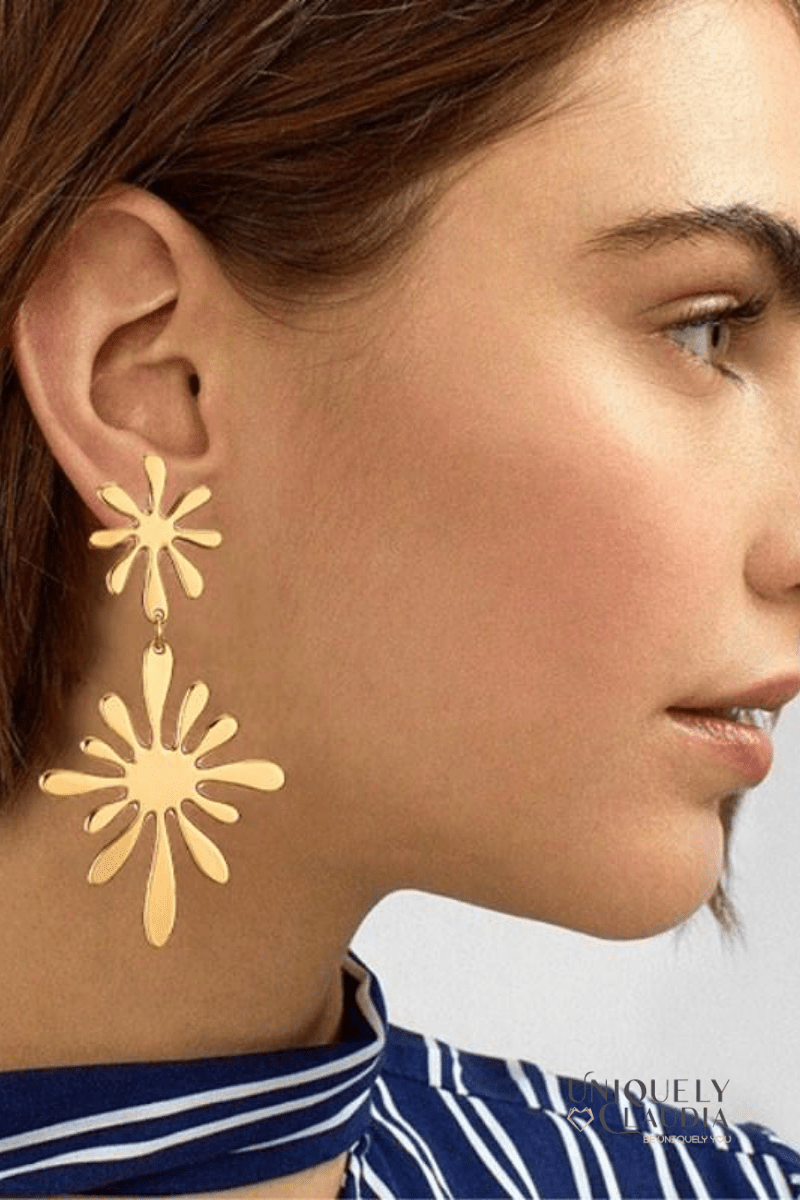 Stella Double Flower Earrings - UNIQUELY CLAUDIA