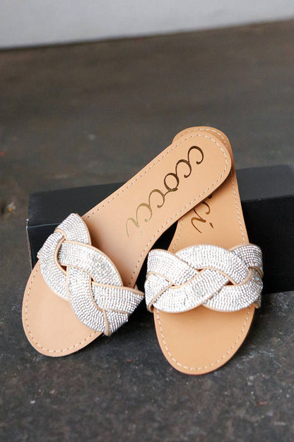 Braided Rhinestone Slide Sandals | Uniquely Claudia Boutique 