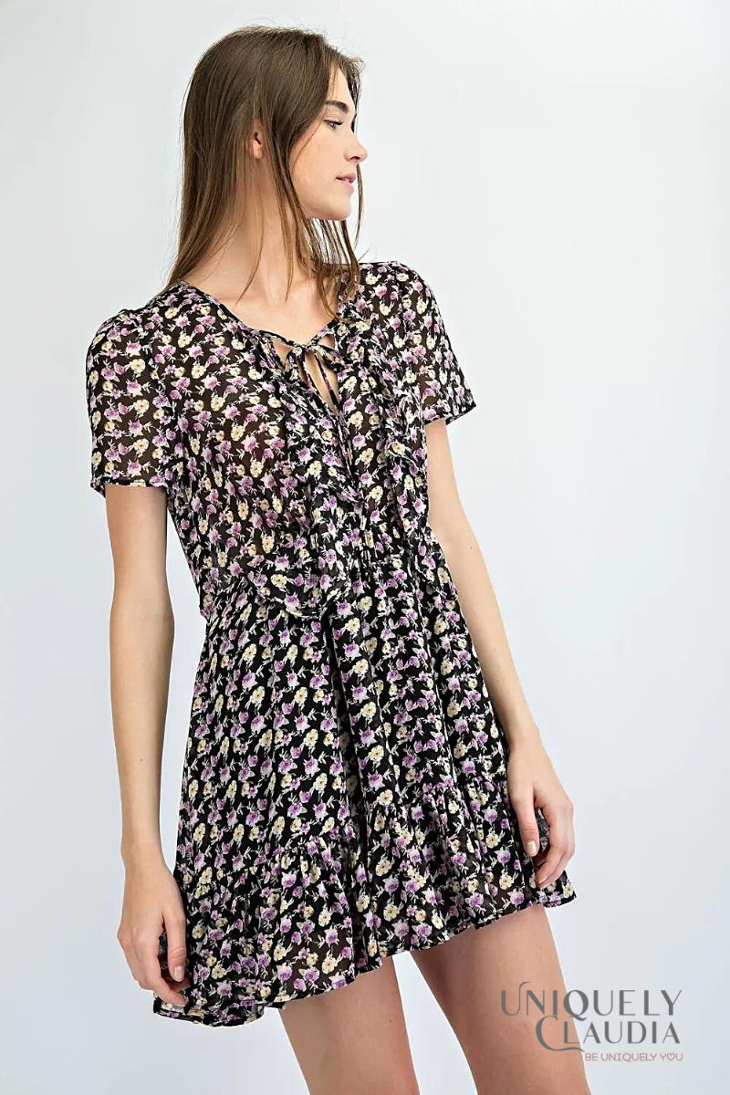 Women's Dresses | Jennie Floral Baby Doll Ruffle Mini Dress | Uniquely Claudia Boutique