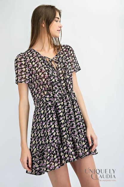 Women's Dresses | Jennie Floral Baby Doll Ruffle Mini Dress | Uniquely Claudia Boutique