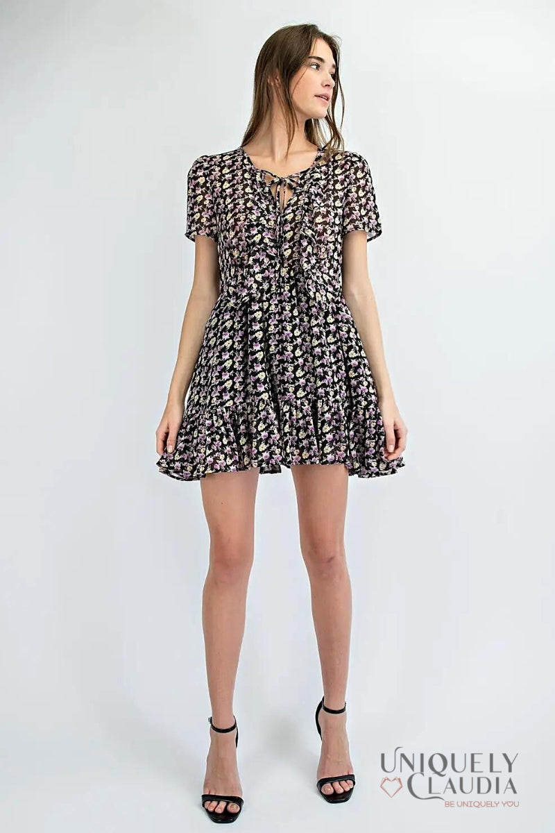 Women's Dresses | Jennie Floral Baby Doll Ruffle Mini Dress | Uniquely Claudia Boutique