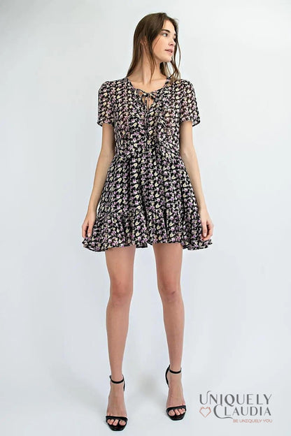 Women's Dresses | Jennie Floral Baby Doll Ruffle Mini Dress | Uniquely Claudia Boutique