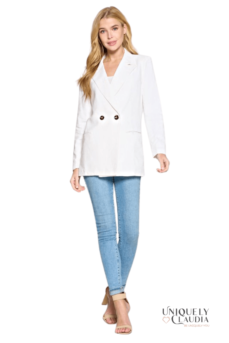 Nicole White Linen Jacket - UNIQUELY CLAUDIA