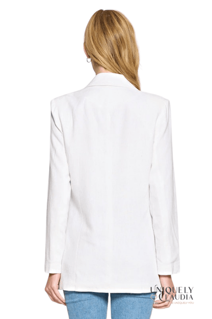 Nicole White Linen Jacket - UNIQUELY CLAUDIA