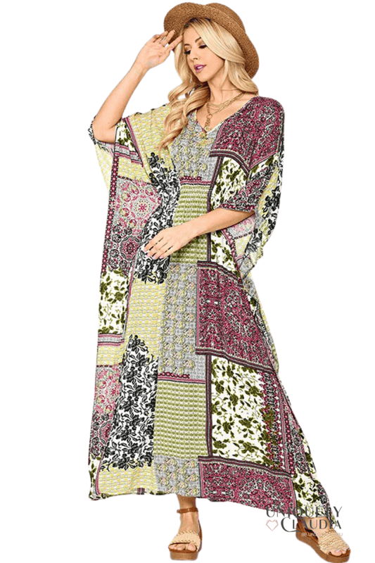 Luana Color Block Kaftan Dress - UNIQUELY CLAUDIA