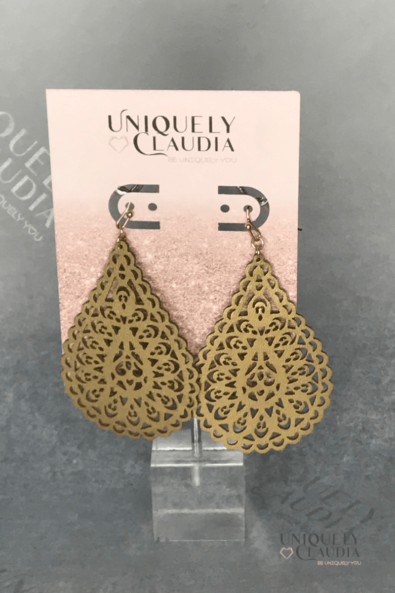 Filigree Faux Leather Fashion Earrings - UNIQUELY CLAUDIA