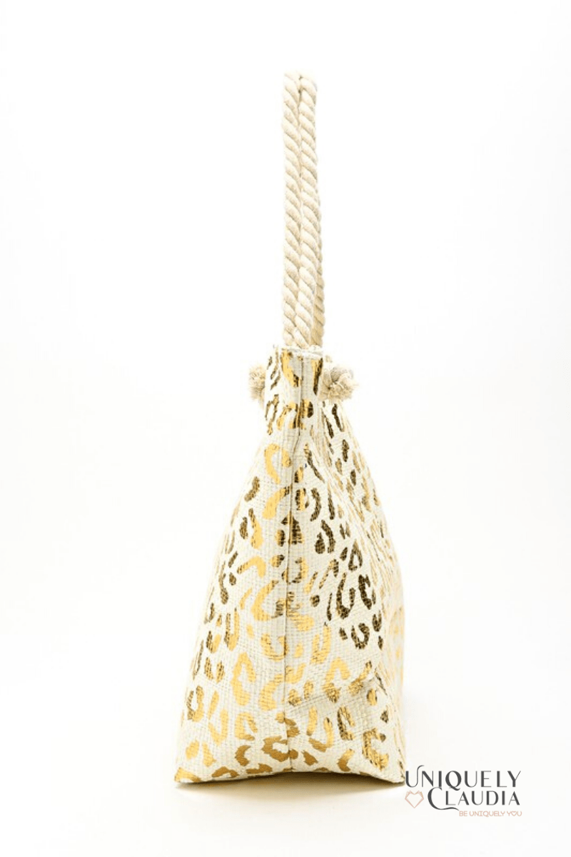 On the Wild Side Gold Leopard Print Tote - UNIQUELY CLAUDIA